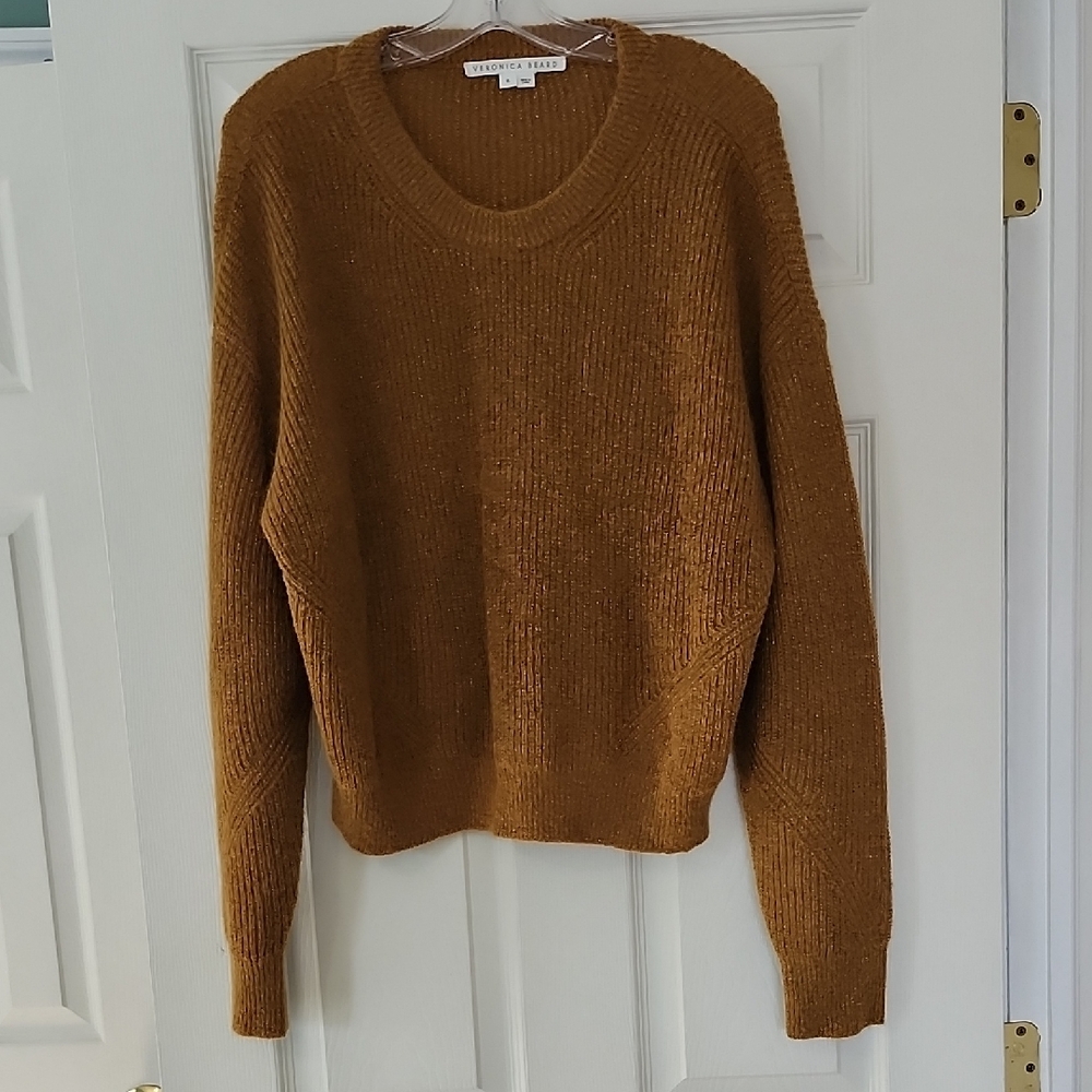 Veronica Beard Golden Brown Crew Neck Sweater